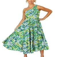 Bomotoo žene Maxi haljine bez rukava duga haljina jedno rame Ljeto plaža sa rukom labava boemska zelena