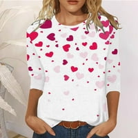 Twifer Valentines Day Pokloni ženske majice Valentinovo serija Serija serija za žene Love Ispiši tri četvrtine rukave za okrugli vrat Top majica