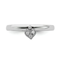 Sterling srebrni izrazi za slaganje vingle srce Dijamantna prstena veličine: 8; za odrasle i tinejdžere;
