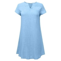 Plus size pamučna posteljina haljina za žene Ljeto casual coffy haljina dužina koljena Thirt haljina
