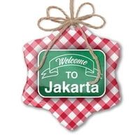 Ornament tiskani jedno strani zeleni znak Dobrodošli u Jakarta Christmas Neonblond