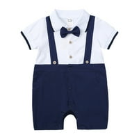 Dječaci odjeća za bebe dječaci gospodin odijelo Bowtie Romper Color blok kratkih rukava odjeća za pukotine