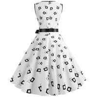 Proljetne haljine za žene Ležerne prilike 1950-ih Retro rukava bez rukava V-izrez Tricam Party mamun