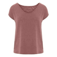 Žene casual v izrez T-majice Ljeto kratki rukav labavi fit bluza vrhovi klasične udobne bolovne majice