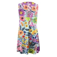 Ljetne haljine za žene plaža-shift boho cvjetna haljina od tiskane ljetne rukavice bez rukava plaža