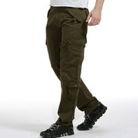 Caveitl Sportske hlače za muškarce, povremene muške hlače za muške pantalone za noge Cargo džep čipke Ležerne duge pune duljine hlače vojska zelena