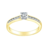 0. Karatni okrugli oblik bijeli prirodni dijamantski zaručni prsten u 14K čvrsti žuto zlatni prsten