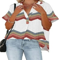 HAITE LADIES V izrez Suncokretorni bluza Elegantna tunika majica s kratkim rukavima Cvjetni gradijentni