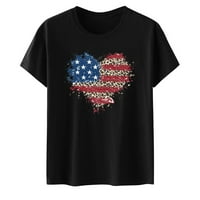 Dianli Patriotska majica okrugla izrez bluza kratki rukav američki zastava zvijezde prugasti ispis ljetne