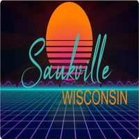 Saukville Wisconsin Vinil decal Stiker Retro Neon Dizajn