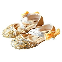 TENMI Girl's Mary Jane Sandale Udobne stane gležnjače haljina cipele Bowknot princeze performanse cipela lagana casual zlata 11c