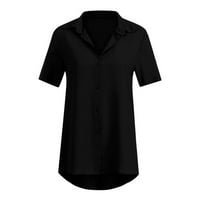 Ženske vrhove Moda Ženska solidna majica Office Ladies Obični bluza s kratkim rukavima