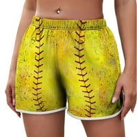 Ženske kratke hlače za ljetne platnene pločeHorts bejzbol ispis kupaćih trupa casual elastični struk labavi zborovi