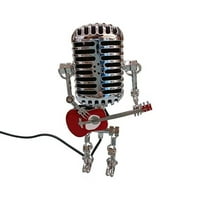 Vintage Microfon gitara robota LED noćna svjetla Retro dekoracija, kuća I2Y5