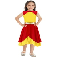 Aislor djeca Dječje djevojke Patchwork Lyric Pohvale plesne haljine Liturgijsko bogoslužno doba 6- Crveno i žuti 8