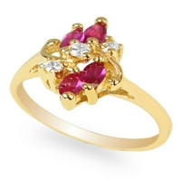 Dame 10k žuto zlato Marquise CZ Cvjetni kozmetički prsten veličine 4-9