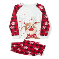Porodica Kelajuan Podudaranje božićne pidžame, baby rhoper crtani elk tisak dugih rukava + snjegović snježne pantalene pants set