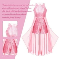 Aislor Big Girls Sequins Romper Formalna haljina rođendana Večernja Šifon Ball haljina 6- ružičasta