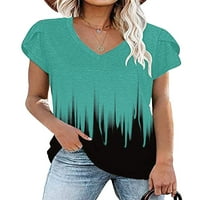 Grianlook majica za žene V izrez TEE kratki rukav majica Dame udobne ljetne vrhove Casual Color Block Pulover 7 # 3xl
