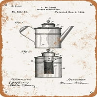 Metalni znak - Patent Percolator za kafu - Vintage Rusty Look