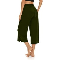 Clearance YoHome široke pantalone za noge za žene Ženske džepove za vuču sažeto hlače tamno zeleno xxxxl