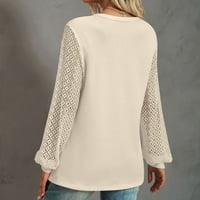 Majica Olyvenn bluza Ženske vrhove Plus size Labavi ženski čipkavica šivanje dugih rukava, pulover u