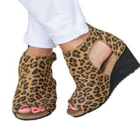 Ferndule dame lagane peep toe kline sandale Ljetni casual leopard tisak