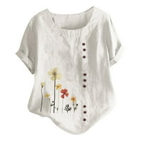 Ženske majice Labave casual majica za majicu Prozračne lagane o vrat cvjetne pamučne ljetne košulje