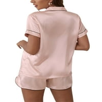 Arvbitana ženski casual kratki rukav pidžami set majica gumba za vez srca i elastične strugove Hlače ljetna odjeća za spavanje s L xl