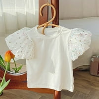 Djevojčice Boja Boja Polka Dot Bubble rukav majica Ljeto O-izrez Solid Boja Baby Child Dečije Dječje odjeće