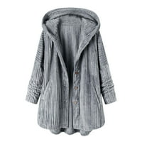 Cleariance Women Plus size toplo Witner FAUX-Krznena jakna s kapuljačom dugih rukava prema dolje modni