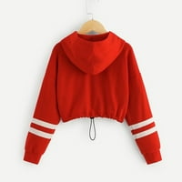 Teen Kids Girls Pismo Stripe Print dukseri s kapuljačom pulover odozgo za odjeću za djevojčice Dukserice