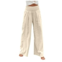 Gacuw posteljine za žene Ljetne široke nogu pantalone plus veličina opuštene fit duge hlače Lounge pantalone