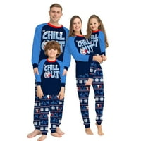 Porodica podudaranje božićne pidžame Set pismo Ispis dugih rukava za salon snježne pantalone elk snježne pantalone