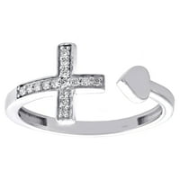 10k bijelo zlato okruglo Diamond Boudeways Dame Cross Heart Modni prsten 0. CT