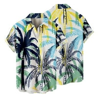 Aaiaymet Muške haljine Majice Muškarci Havajske ležerne ljetne košulje s kratkim rukavima Odštampano na plaži Down 70s majica Muškarci Bijeli, XXL