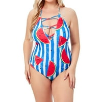 Finelylove plus size kupaći kostim za žene podstavljene sportske grudnjake Bikini plavi l