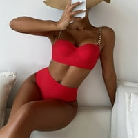 Peskaiy bikini kupaći kostiminski suspender ženski lanac seksi čvrsta boja odvojeni visoki struk Trbušni pokrov kupaći kostim tankinis za žene plus veličine s crvenim ljetnim ponudama