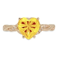 2.1ct srce od sunca žuti prirodni citrinski 18K žuti zlatni ugraving izjava bridalna godišnjica angažman vjenčani prsten veličine 8.25
