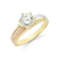 Jewels Lux14k žuta bijela i ruža Three Color Gold Cubic cirkonijska CZ Zaručnička prstena veličine 7