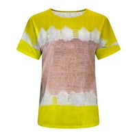 Hinvhai ljeto plus veličine za žene, ženski vrhovi labava bluza titiju tiskanje majice majice tiskane majice na klirensu žuti 8