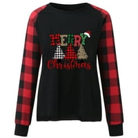 Awdenio Clearence Merry Božićne košulje za žene Pleteni dugih rukava okrugli vrat pulover tiskanje Xmas Holiday zimske bluze