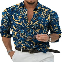 NOLLA MUŠKE Ljetne košulje rever za bluzu za bluzu za bluzu prema dolje majice Muške redovne fit majica s dugim rukavima Tee Style-G s