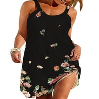 Ženske kratke mini haljine prsluk za vrat kratkih prsluka cvjetna tiskana ljetna plaža Sunderss Ladies