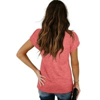 Ženski povremeni kreativni tisak V-izrez Petal majice kratkih rukava bluza XL