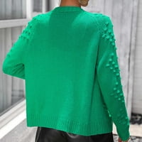 Ženska udobna klirenca džemper od punog rukava V vrat pletenje kardigan plus veličina lagana prevelika moda Y2K odjeća zelena m