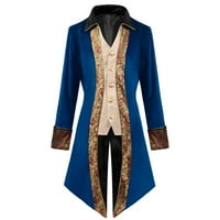 TAWOP muški muški muški kaput od gotičkog kaputa ispisano Steampunk srednjovjekovni repni uniformni rever kaput plavi 12