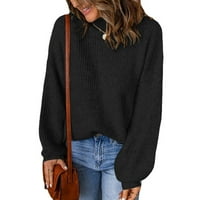 Ženski džemper za tortecku čvrste boje dugih rukava Basični pulover TOP Ležerne prilike Plit Jumper Crna veličina L
