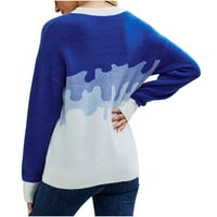 Zimske uštede džemperi za žene čišćenje Žene pletenje labavo pulover gradijentni džemper za žene posade džemper plavi