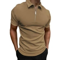 Muški patent s kratkim rukavima, pune boje casual golf polo majica vrhova Khaki veličine S